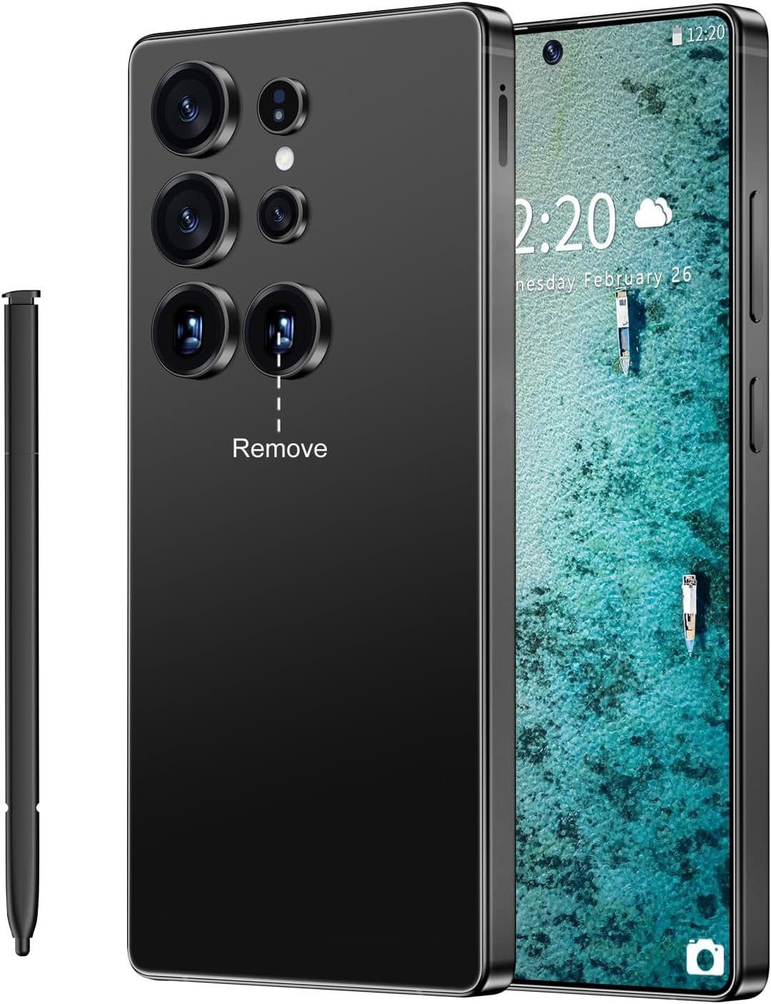 I25 Ultra Unlocked Cell Phone,12+512Gb 5G Unlocked Phone, Built in Pen Android 14 Battery 7000Mah 6.99" HD Screen Smartphone, Dual Sim/Face Id/Fingerprint Lock/Gps (Black, 12+512)