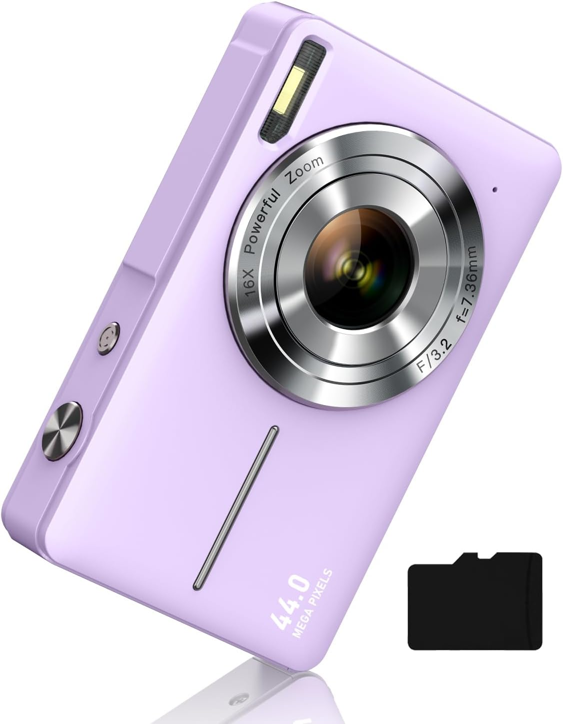 Digital Camera 1080P with 32G Card 16X Zoom 3" Screen Easy for Kid, Purple | Compact Camera with Anti-Shake, Includes 2 Batteries & Charger. Perfect for Parties, Trips, Birthdays Gift from Parents
