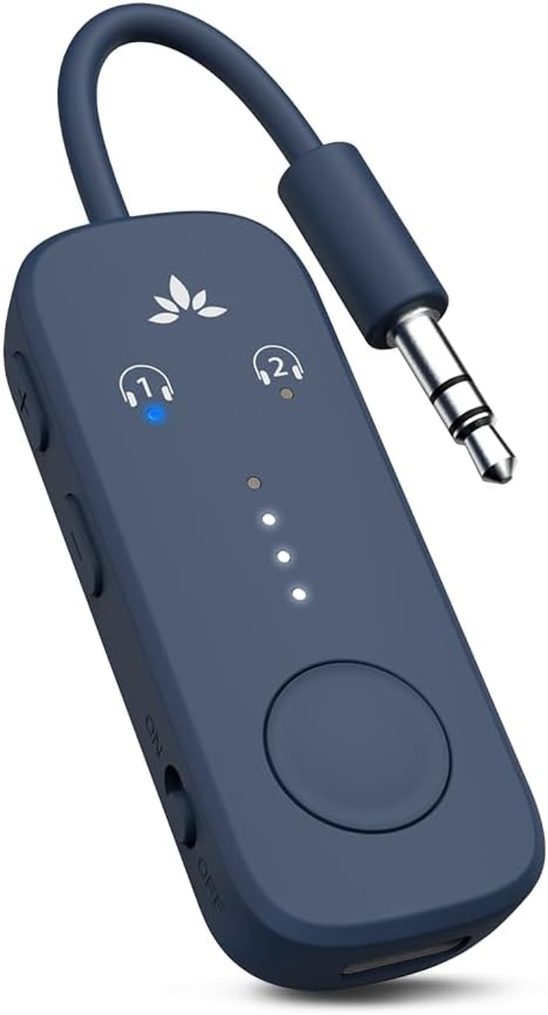 Relay - Airplane Bluetooth Adapter for 2 Airpods or Headphones | Qualcomm Aptx Adaptive, 25H Battery, Firmware Upgrades, Volume Controls, 3.5Mm AUX Audio Transmitter for Flight Travel & Gym