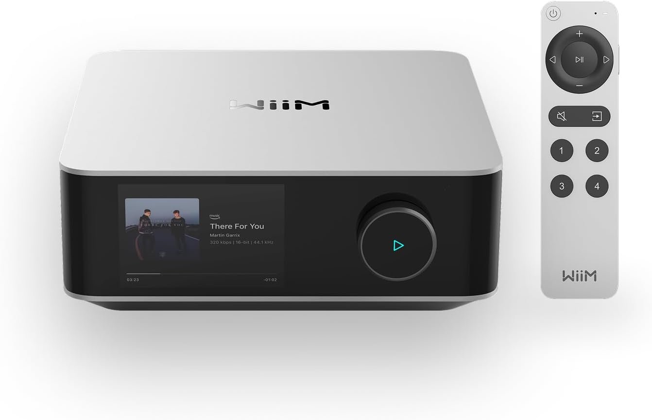 Amp Ultra Stereo Streaming Amplifier, HDMI ARC & Roomfit, Silver | Upgrade Passive Speakers with 100W/Ch at 8Ω, Hi-Res Sound, Touchscreen Control, Roomfit Correction, and Multi-Room Audio