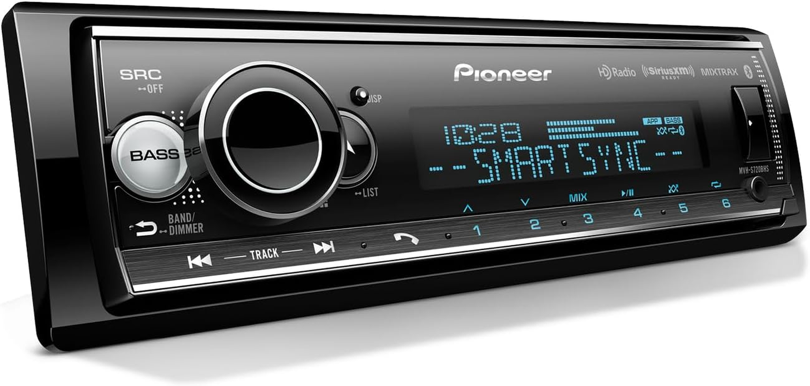MVH-S720BHS 1-Din Car Stereo with Bluetooth, USB, HD Radio | Digital Media Receiver, Siriusxm, Color Change, FLAC, Voice Control, 50W X 4 Output, 13-Band EQ, AM/FM, Hi-Volt RCA Preouts