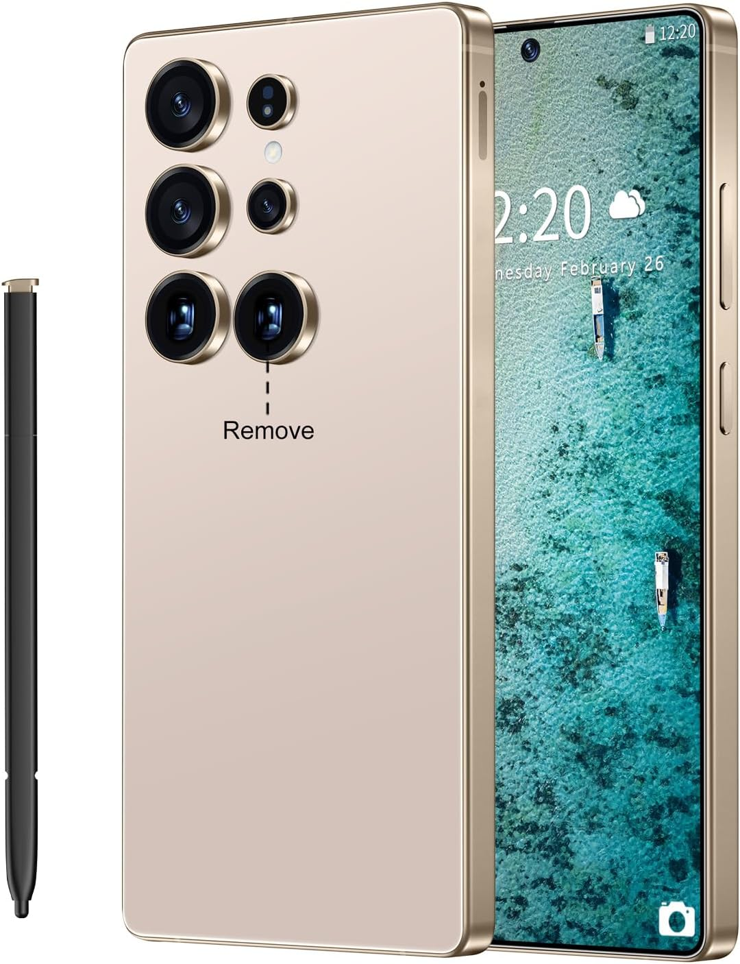 I25 Ultra Unlocked Cell Phone,12+512Gb 5G Unlocked Phone, Built in Pen Android 14 Battery 7000Mah 6.99" HD Screen Smartphone, Dual Sim/Face Id/Fingerprint Lock/Gps (Gold, 12+512G)