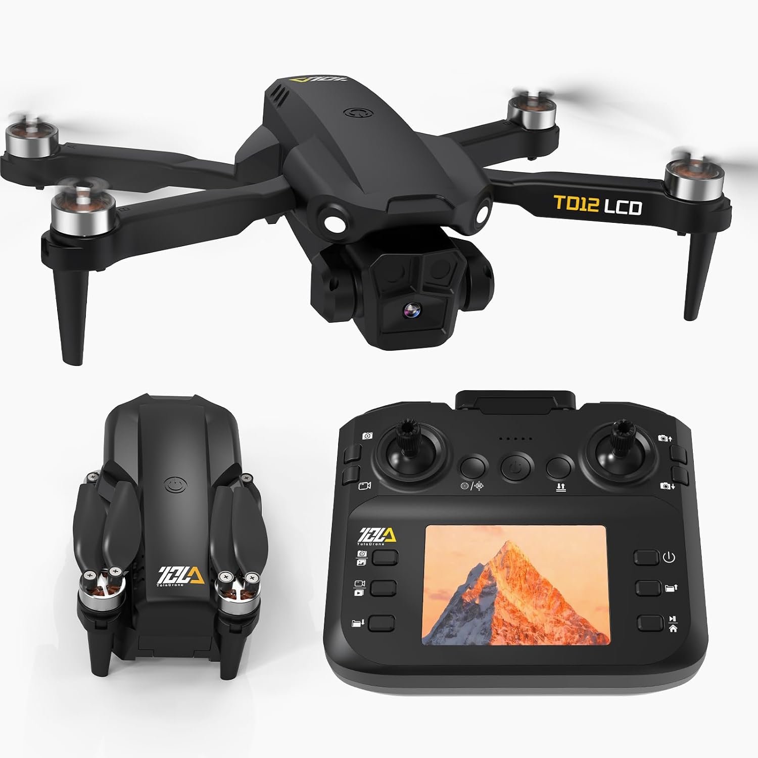 Drone with Camera LCD Screen RC FPV Drone with Brushless Motor Professional Live Video UHD, Drones for Adults Foldable Mini Quadcopter for Beginners, 360° Flips Support 32G SD Card MAX under 250G Gifts