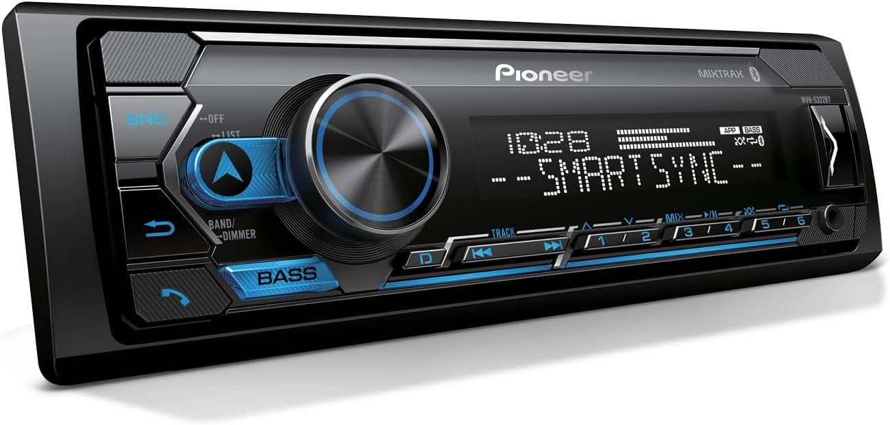MVH-S322BT 1-Din Car Stereo with Bluetooth, USB, AM/FM Radio | Digital Media Receiver, Color Change, 50W X 4 Output, 13-Band EQ, Iphone/Android Compatible, Front/Rear/Sw Selectable RCA