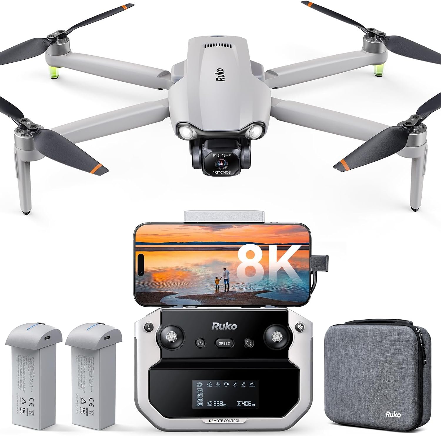 F11PRO 2 plus Drone with 48MP Camera, 8K Photo, Tech Gift for Adult | Clear Night Shots, 74 Mins Flight Time (2 Batteries), 3-Axis Gimbal Stabilizer, 20,000Ft Transmission, Beginner-Friendly