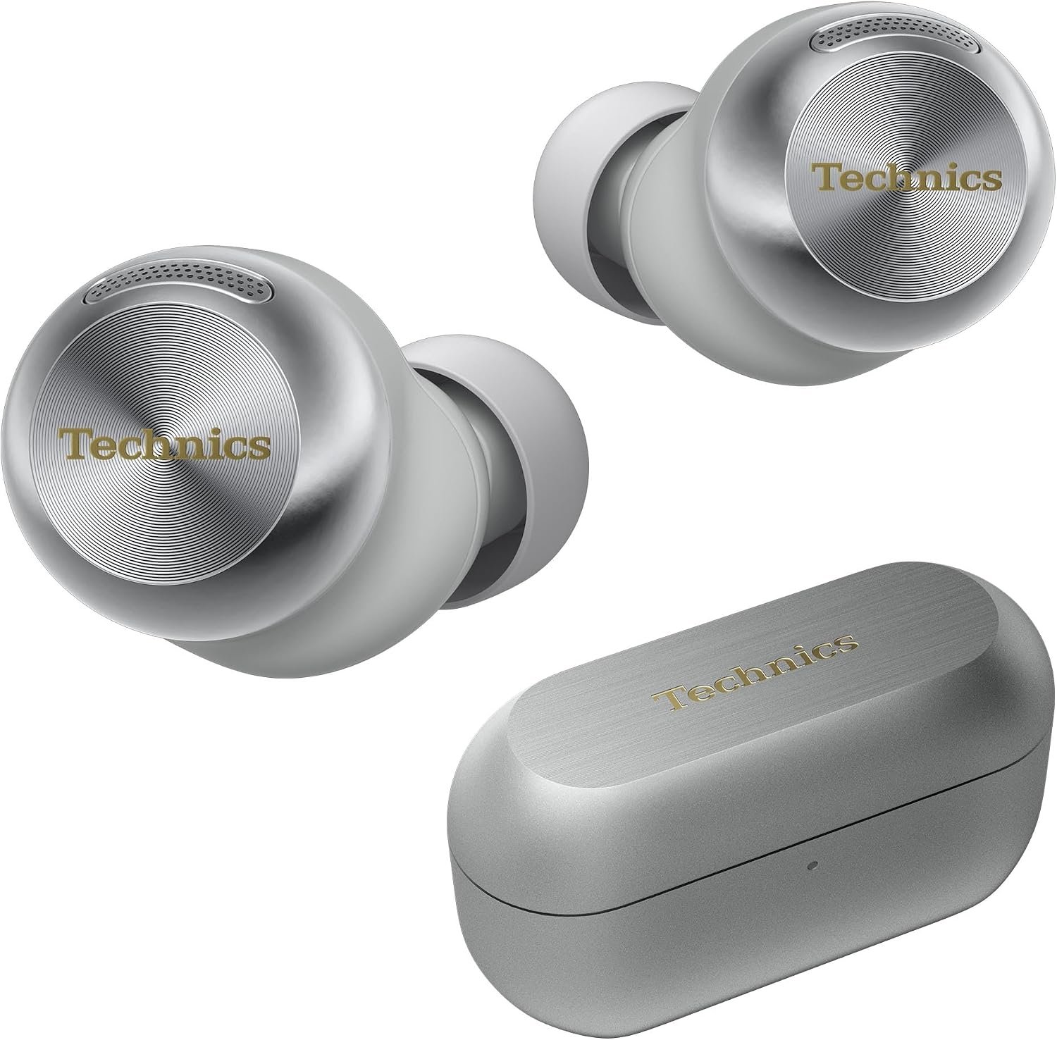 Technics Reference Class Hi-Fi Wireless Ear Buds, Dolby Atmos with Head Tracking, Adaptive Noise Cancelling, 3 Device Multipoint, 10-Hr Battery, Wireless Charging, Improved Fit, Eah-Az100-S(Silver) | Head Tracking, Adaptive Noise-Canceling, 3 Device Multipoint, 10-Hr, Improved Fit, EAH-AZ100-S