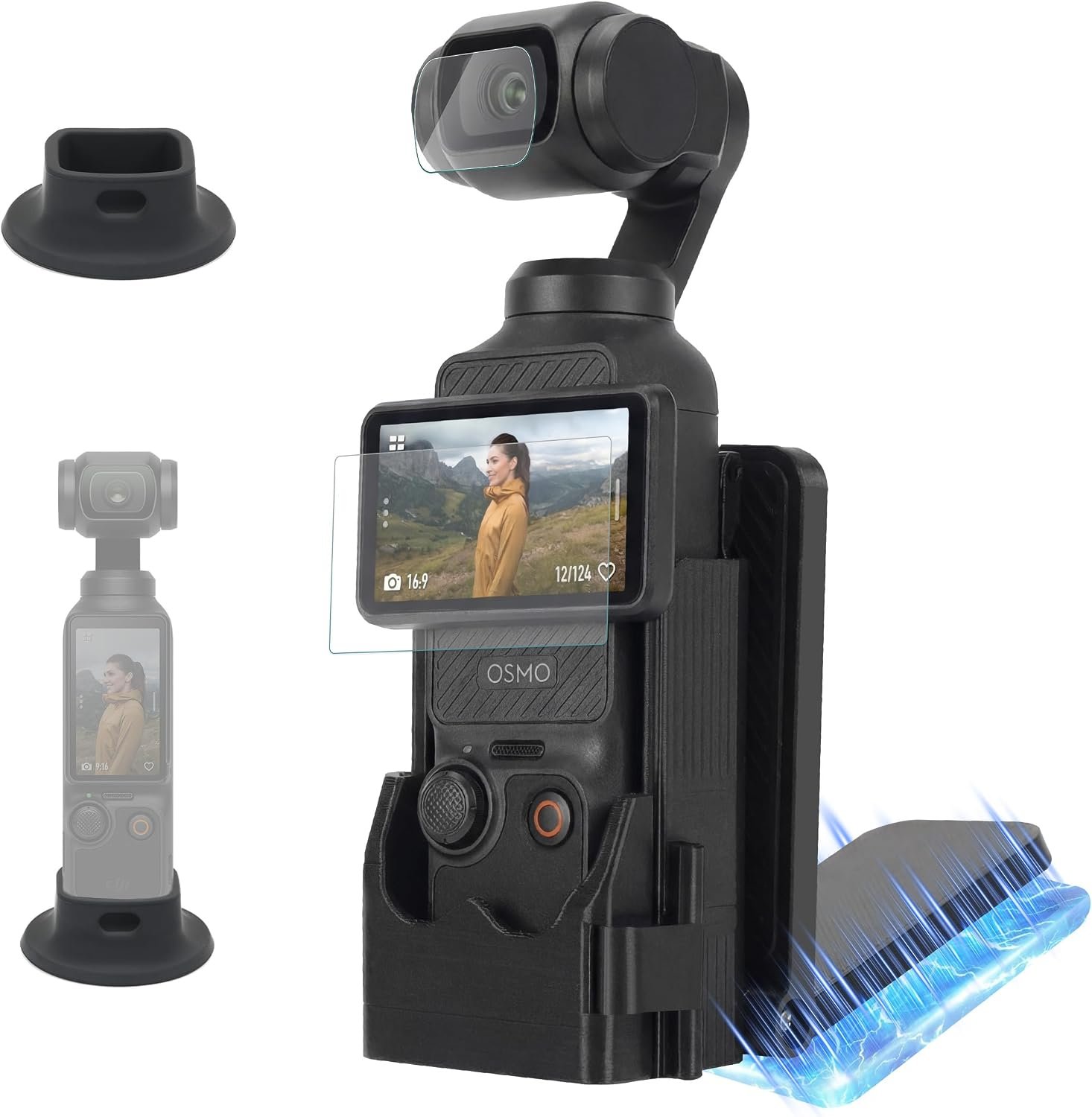 DJI Osmo Pocket 3 Mount Bundle, Vlogging Camera with 1'' CMOS & 4K/120Fps | 3-Axis Stabilization, Spotlight Follow, Fast Focusing, Original Standard Combo + Magnetic Mount Stand + Desktop Mount
