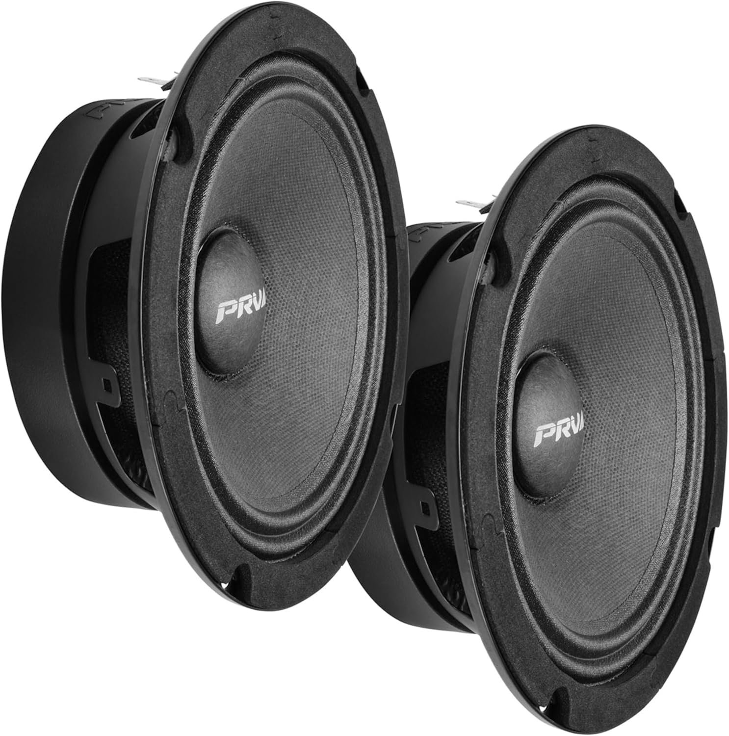 6.5 Midrange Speakers Pair 6MR200A-4, 200 Watts, 4 Ohm Shallow Mount Car Audio Slim Speaker, 1.5 in Voice Coil, Compact for Doors (2 Speakers)