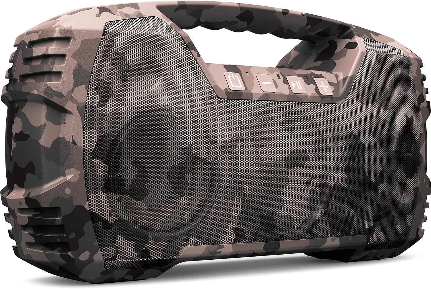 Outdoor Bluetooth Speaker, IPX7 Waterproof, 90W Peak, 32H Playtime, Camo | Floating Design, Deep Bass, TWS Stereo, Portable Handle, Rugged Build for Pool Days, Beach Trips, Kayaking, and Hiking