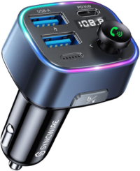 Bluetooth 5.4 FM Transmitter Car Adapter 48W(PD 36W & 12W) [Light Switch] [Hi-Fi Deep Bass] [Fast Charging] Wireless Radio Music Adapter LED Display Hands-Free Calling Support USB Drive | Light Switch, Fast Charge (PD 36W & 12W), Hifi Bass Sound, LED Display, USB Drive Support, Wireless Radio Music Adapter