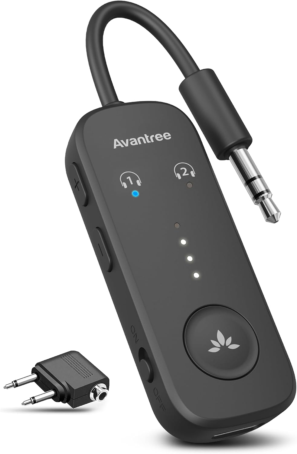 Relay - Airplane Bluetooth Adapter for 2 Airpods or Headphones | Qualcomm Aptx Adaptive, 25H Battery, Firmware Upgrades, Volume Controls, 3.5Mm AUX Audio Transmitter for Flight Travel & Gym