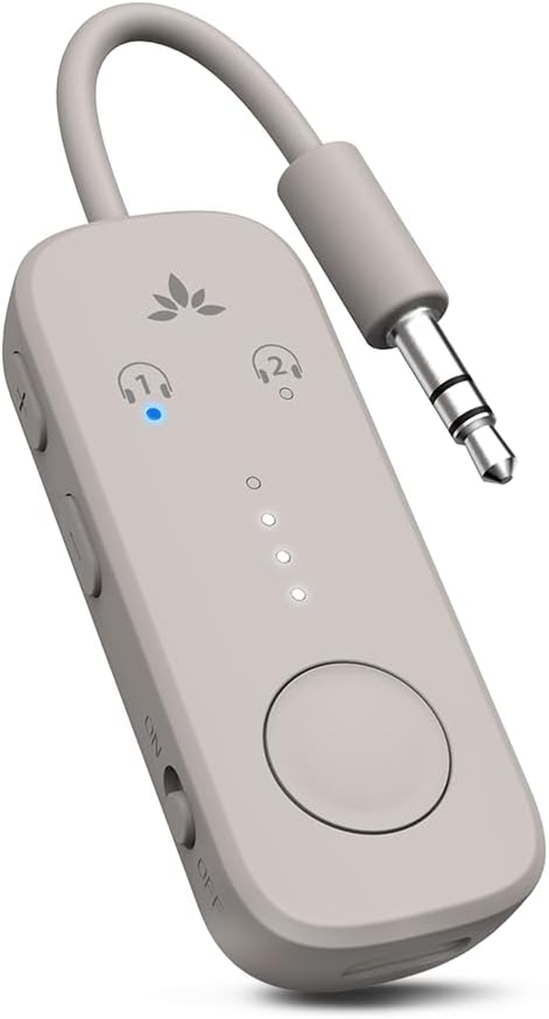 Relay - Airplane Bluetooth Adapter for 2 Airpods or Headphones | Qualcomm Aptx Adaptive, 25H Battery, Firmware Upgrades, Volume Controls, 3.5Mm AUX Audio Transmitter for Flight Travel & Gym