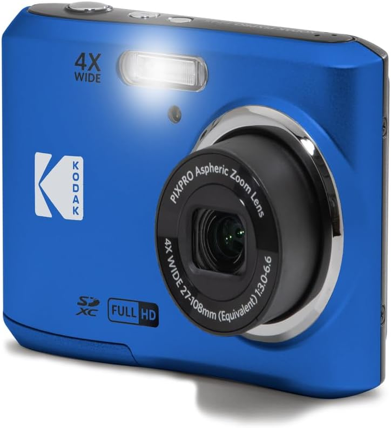 KODAK PIXPRO FZ45 16MP Compact Digital Camera, 4X Optical Zoom, AA, Blue | 1080P Full HD Video, 27Mm Wide Angle Lens, 2.7 Inch LCD, Point and Shoot, Digicam, Travel and Family Photos